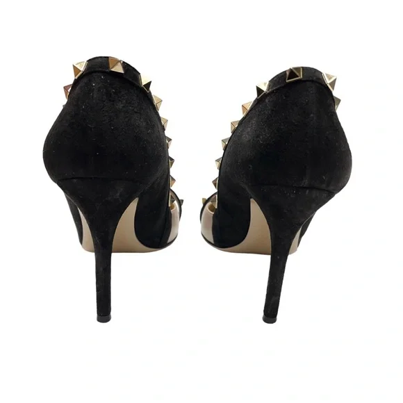 Valentino Garavani Asymmetric Suede Rockstud d'Orsay Pumps Heels Size 40 - Picture 3 of 12